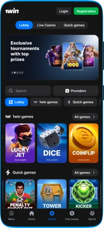 1win app casino screenshot
